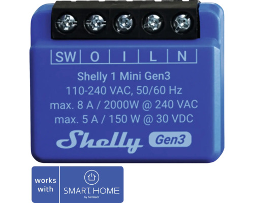 Schalter Shelly 1 Mini Gen3, blau - Kompatibel mit SMART HOME by hornbach