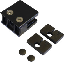 Glasklemmhalterung mit Einsätzen und Abdeckkappen