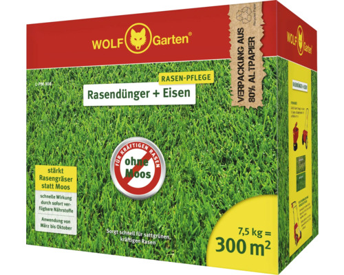 Rasendünger mit Eisen WOLF-Garten 7,5 kg / 300 m²