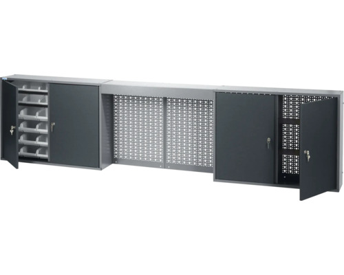 Hängeschrank Küpper 2400 x 600 x 200 mm 4 Einlegeböden 4 Türen grau