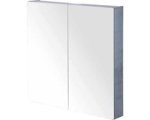 Spiegelschrank Sanox 2-türig 70x13x65 cm Beton anthrazit mit doppelseitige Spiegeltüre