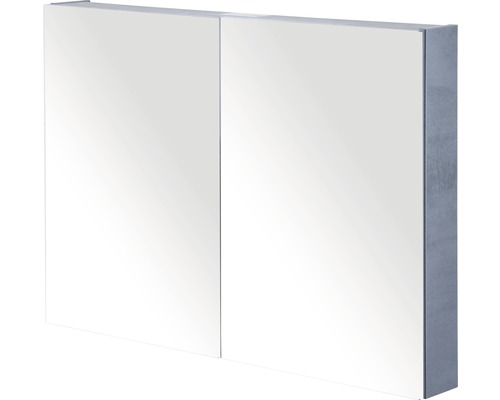 Spiegelschrank Sanox 2-türig 90x13x65 cm Beton anthrazit mit doppelseitige Spiegeltüre