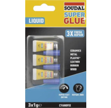 Soudal Super Glue Flüssig, 3er-Pack