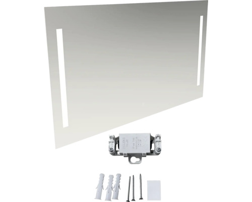 Rechteckiger Spiegel mit Beleuchtung und Montagematerial