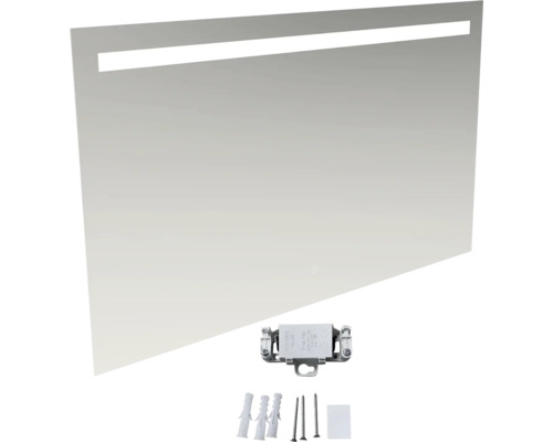 Rechteckiger Spiegel mit LED-Beleuchtung und Montagematerial