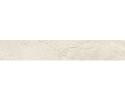 Feinsteinzeug Sockelfliese Sicilia Avorio Pulido 10x60 cm Fliesenmuster mit Marmoroptik