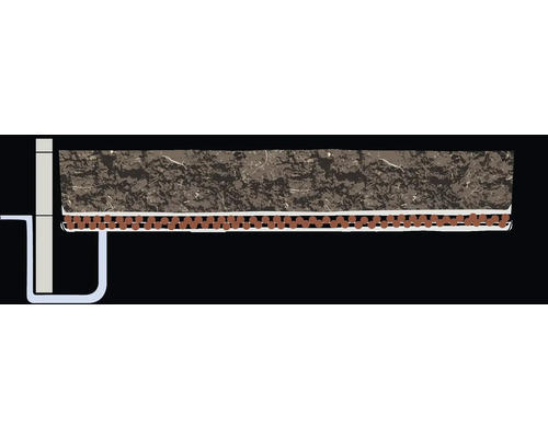 Details zur Dachbegrünung mit Substrat, Drainagematte und Ablauf