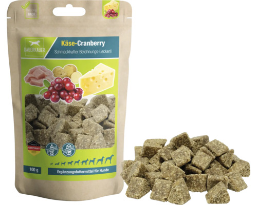 Hundesnack DAUERKAUER Käse-Cranberry Belohnungs-Leckerli 100 g Trainingsleckerli