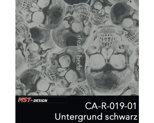 Wassertransferdruck Folie Camouflage CA-R-019-01 silber 100 x 100 cm MST-Design Totenkopf-Designfolie mit schwarzem Hintergrund