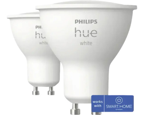 LED-Lampe GU10 / 4,2 W, 2700 K, warmweiß, 2 Stk. Zwei Philips Hue White Leuchtmittel