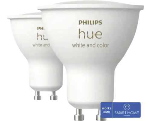LED-Lampe GU10 / 4,2 W weiß n, relev, K rgbw einstellbares weiß Zwei Philips Hue Leuchtmittel für den Innenbereich