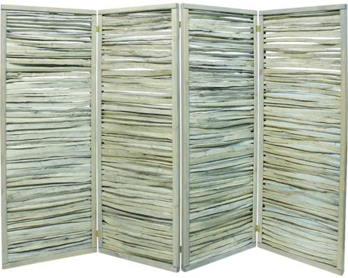 Raumteiler mit vier Elementen aus Holz