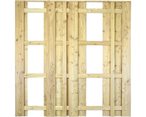 Hauptelement Aalborg Lärche 180 x 180 cm natur Holzzaun-Element mit rechteckigen Öffnungen