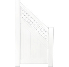 Weißes Gartentor mit diagonalem Lattenmuster