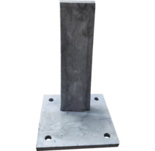 Pfostenträger aus Stahl mit quadratischer Grundplatte und vier Befestigungslöchern