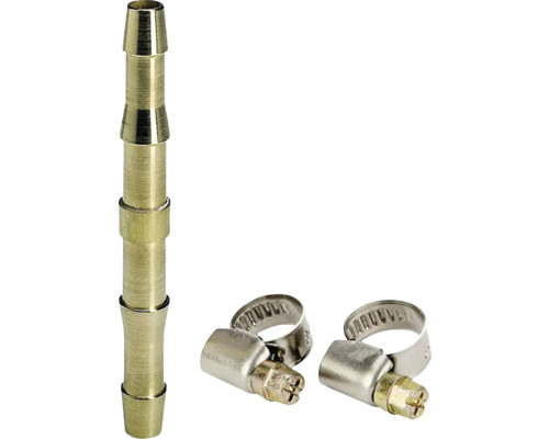Schlauchverbinder aus Messing mit zwei Schlauchschellen