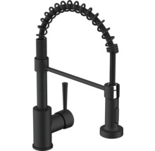 Schwarze Küchenarmatur mit Spiralfeder
