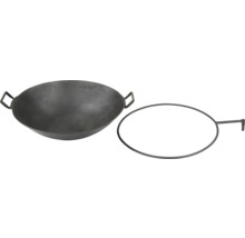 Wok aus Stahl mit Griffen und Wokring