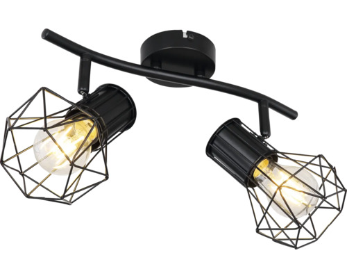 Deckenleuchte mit zwei Lampen und geometrischen Lampenschirmen
