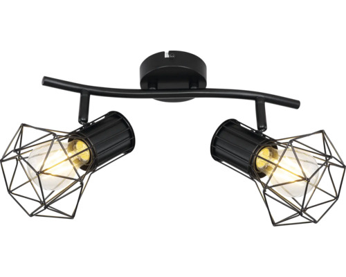 Deckenleuchte mit zwei Lampen und geometrischen Lampenschirmen