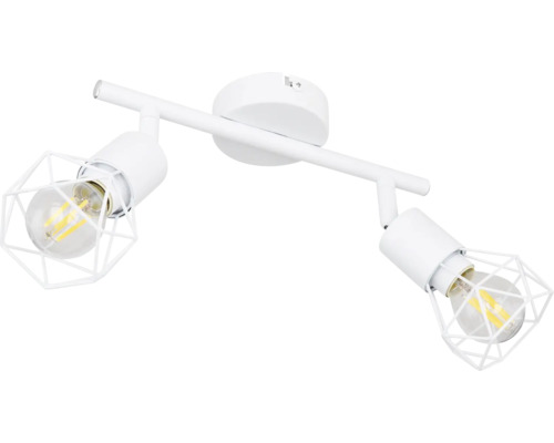 Weiße Deckenleuchte mit zwei Lampen in Käfigform