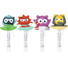 Vier Poolthermometer mit verschiedenen Comicfiguren