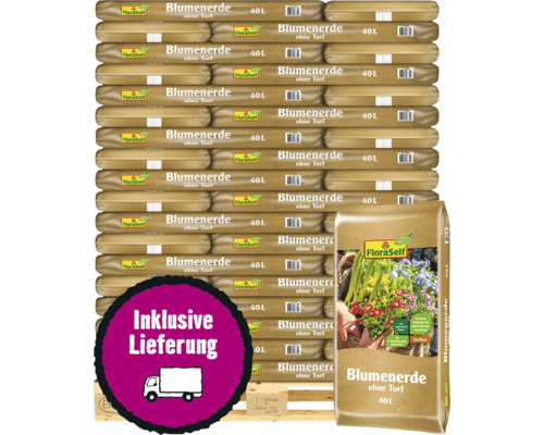 Blumenerde FloraSelf Nature torffrei 54x40 L (= 2,16 m³) Palette inkl. Lieferung