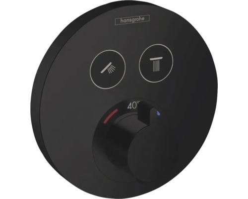 Hansgrohe Logo. Thermostatarmatur mit Temperaturbegrenzung.
