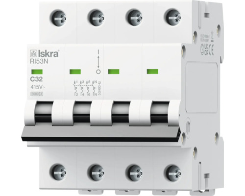 Leitungsschutzschalter Iskra® RI53N C32 32A 3-polig mit Neutralleiter Leitungsschutzschalter Iskra® RI53N C32 32A 3-polig mit Neutralleiter