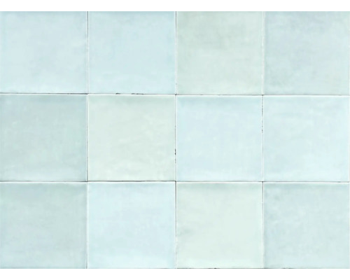 Feinsteinzeug Wandfliese Zellige Mint 12x12 cm grün glänzend Anordnung von Keramikfliesen