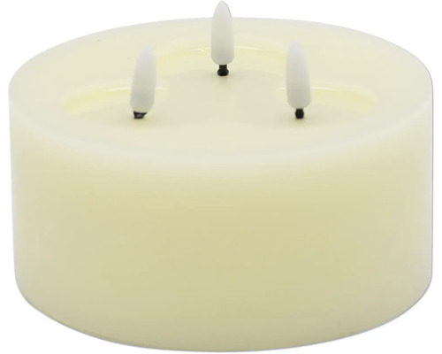LED Echtwachskerze D 15 x H 9,5 cm 3 Docht