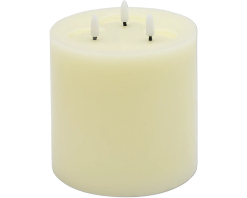 LED Echtwachskerze D 15 x H 12,5 cm 3 Docht