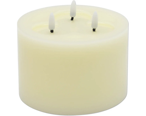 LED Echtwachskerze D 15 x H 17,5 cm 3 Docht