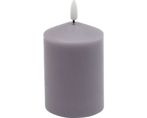 LED Echtwachskerze Ø 7 cm H 12,5 cm Wachs violet abgerundet