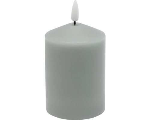 LED Echtwachskerze Ø 7 cm H 12,5 cm Wachs sage abgerundet