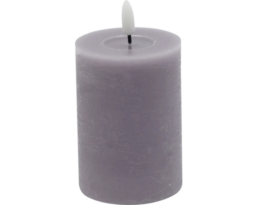 LED Echtwachskerze Ø 7 cm H 12,5 cm Wachs violet flach