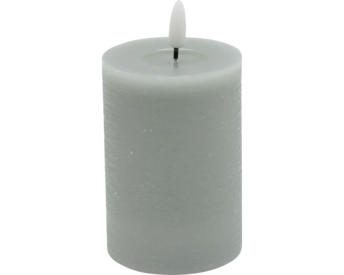 LED Echtwachskerze Ø 7 cm H 12,5 cm Wachs sage flach
