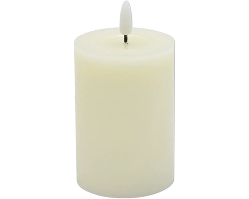 LED Echtwachskerze Ø 7 cm H 12,5 cm Wachs creme flach