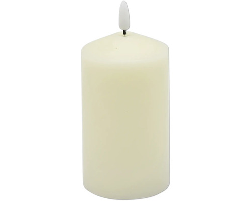 LED Echtwachskerze Ø 7 cm H 15 cm Wachs creme abgerundet