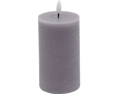LED Echtwachskerze Ø 7 cm H 15 cm Wachs violet flach
