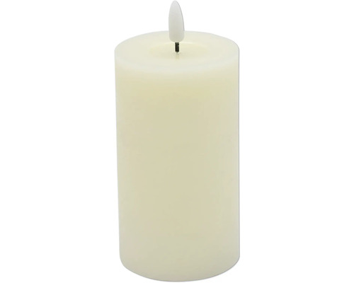 LED Echtwachskerze Ø 7 cm H 15 cm Wachs creme flach