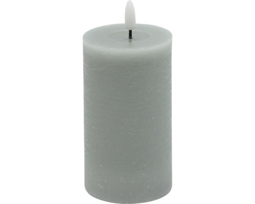 LED Echtwachskerze Ø 7 cm H 15 cm Wachs sage flach