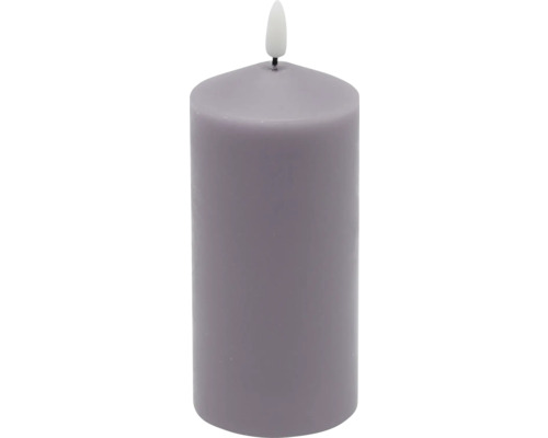 LED Echtwachskerze Ø 7 cm H 17 cm Wachs violet abgerundet
