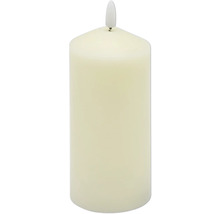 LED Echtwachskerze Ø 7 cm H 17 cm Wachs creme abgerundet