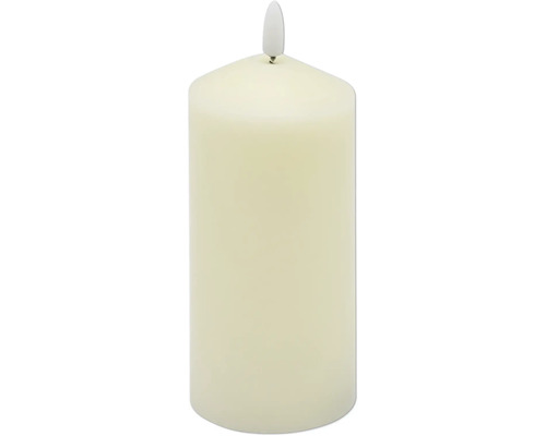LED Echtwachskerze Ø 7 cm H 17 cm Wachs creme abgerundet