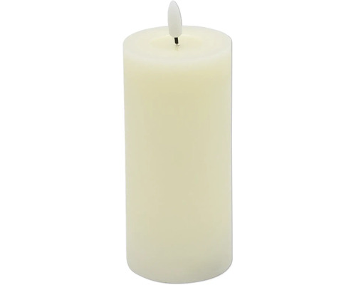 LED Echtwachskerze Ø 7 cm H 17 cm Wachs creme flach
