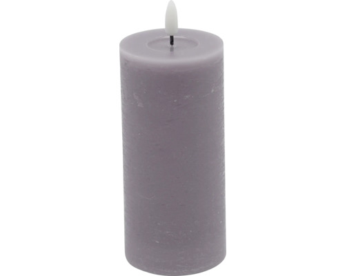 LED Echtwachskerze Ø 7 cm H 17 cm Wachs violet flach