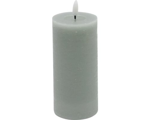 LED Echtwachskerze Ø 7 cm H 17 cm Wachs sage flach