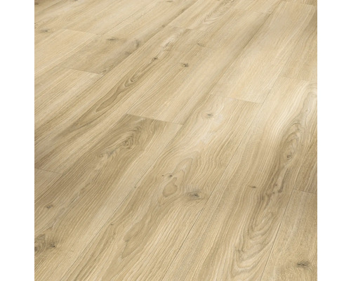 Laminat Basic 400 Eiche Studioline Beige Landhausdiele 1285 x 194 x 8 mm Helle Holzoptik Laminatboden im Detail