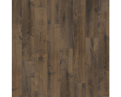 Laminat Classic 1050 Eiche Geräuchert Landhausdiele 1285 x 194 x 8 mm Nahaufnahme von Paneelen mit Holzdekor für Bodenbeläge.